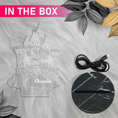 3D Illusion Princess House Night lamp with Automatic Color Changing Light Customized with Name Gift for Children Girls